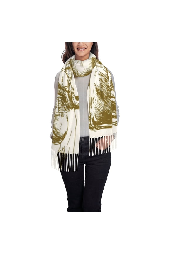 Cattle Drive By Two Cowboys 1 Women's Traditional Scarf Wrap Tassel Shawl Fringes Neck Head Shawl Retro Scarf