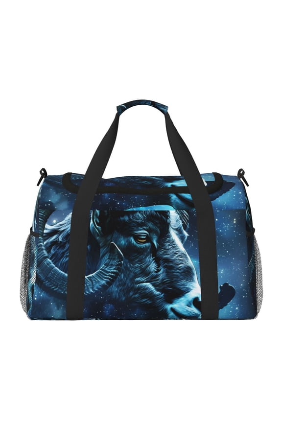 Celestial Ram Night Sky Pattern Gym Bag for Women, Duffle Bag for Travel with Wet Pocket, Carry on Weekender Bags for Women, Water Resistant Travel Bag Duffel Bag