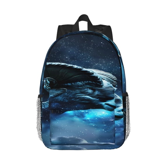 Rateoe Celestial Ram Night Sky Pattern Student Backpack Water-resistant Backpack 15-inch Laptop Backpack Lightweight Adjustable School Backpack