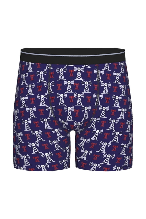 Cell Tower Print Men’s Underwear Boxer Briefs Soft Comfortable Underwear Boxer Briefs, Long Leg Briefs,Anti-chafing Boxer Briefs
