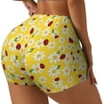 thumbnail image 1 of Rateoe Chamomile And Ladybug Printed Power Workout Shorts for Women Tummy Control Squat Proof Ribbed Thick Seamless Scrunch Active Short-Small, 1 of 8