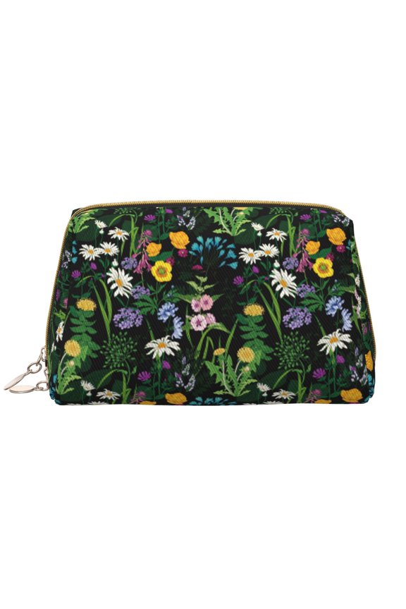 Chamomile for Travel Makeup Bag,Large Capacity Cosmetic Bags for Women,Waterproof Portable Pouch Open Flat Toiletry Bag Make up Organizer