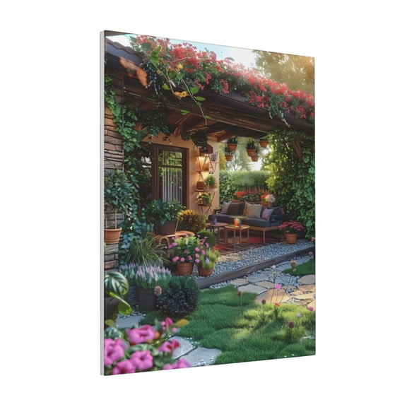 Rateoe Charming Garden Patio Pattern Decorative Picture – Unique Modern Wall Art, Ready-to-Hang Canvas Print for Home (Vertical)