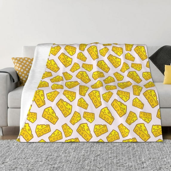 Rateoe Cheese Pattern Flannel Throw Blanket, Ultra-soft Blanket for Bed, Couch, Car, Hypoallergenic Anti-pilling blanket-40"x30"(Horizontal)