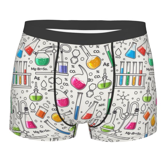 Rateoe Chemical Flasks And Test Tubes Mens Boxer Briefs Poly Spandex Performance Boxer Briefs Underwear Hem Boxer Briefs - Small