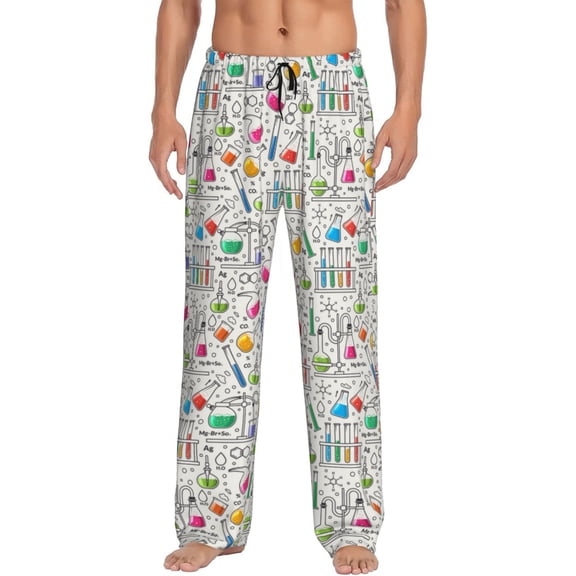 Rateoe Chemical Flasks And Test Tubes Pattern Men’s Ultra-Soft Comfy Pajama Lounge Pants Sleepwear,Comfortable Lounge Wear,lightweight Pajamas, Casual Home Wear-Large