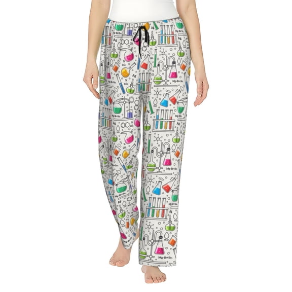 Rateoe Chemical Flasks And Test Tubes Pattern Women’s Ultra-Soft Comfy Pajama Lounge Pants Sleepwear,Comfortable Lounge Wear,lightweight Pajamas, Casual Home Wear-Medium