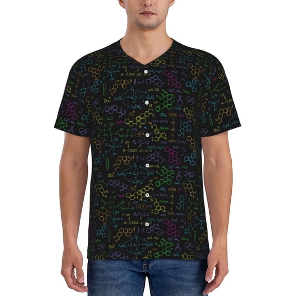 Rateoe Chemistry Formulas Pattern Men’s Baseball Short Sleeve Polo Shirt, Midweight Men's Shirt Golf Shirt Polo Shirts Quick Dry Short-4X-Large