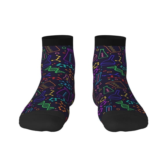 Rateoe Chemistry Science Pattern Quarter Crew Socks,Toe Seamed Ankle Socks,Cotton Cushioned Breathable Athletic Crew Sports Socks