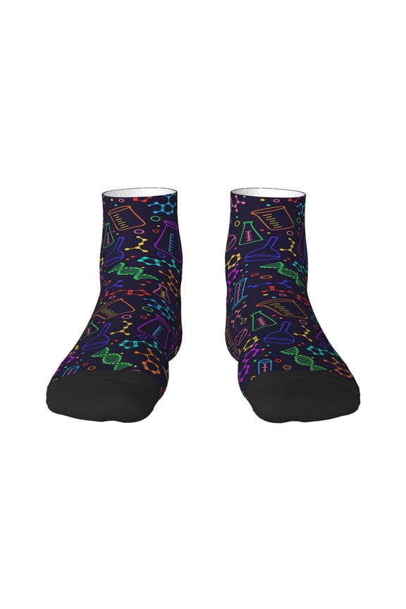 Chemistry Science Pattern Quarter Crew Socks,Toe Seamed Ankle Socks,Cotton Cushioned Breathable Athletic Crew Sports Socks