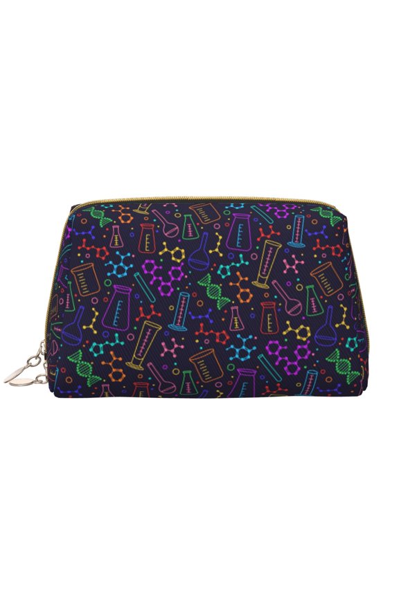 Chemistry Science for Travel Makeup Bag,Large Capacity Cosmetic Bags for Women,Waterproof Portable Pouch Open Flat Toiletry Bag Make up Organizer