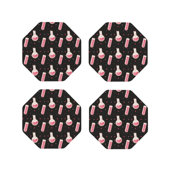 Rateoe Chemistry Tools 1 Drawing Drink Coasters Set of 4 Leather Coasters Spill Protection for Table Desk,Durable and Non Slip Leather Coaster ,4 Inches Drink Mats-Octagon