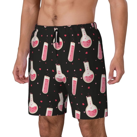 Rateoe Chemistry Tools 1 Pattern Men’s Swim Shorts with Compression Liner – Double-Layered Quick-Dry Swimwear, Comfortable & Stretchy Beach Shorts-Small