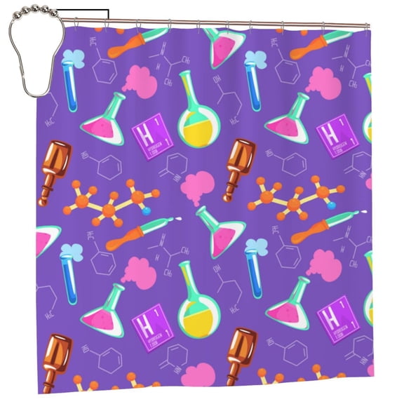 Rateoe Chemistry Tools Shower Curtain - Fancy Bathroom Shower Curtain Sets - Waterproof Shower Curtain with Hooks with 12 Plastic Hooks 72x72 Inches