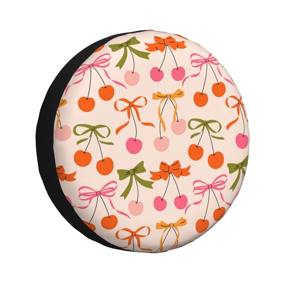 Rateoe Cherries And Bows Pattern Tire Cover Wheel Protectors Weatherproof Wheel Covers Universal Fit for Trailer Rv SUV Truck Camper Travel Trailers Accessories-17 inch