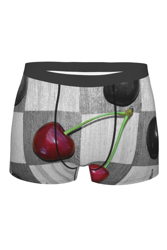 Cherries laid Mens Boxer Briefs Poly Spandex Performance Boxer Briefs Underwear Hem Boxer Briefs - Medium