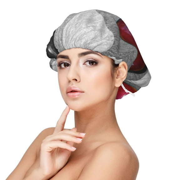 Rateoe Cherries laid Pattern Silk Satin Hair Bonnet for Sleeping, Adjustable Sleep Cap Turban for Women , Curly Straight Hair Long Large Braid