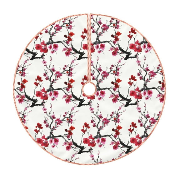 Rateoe Cherry Blossoms Pattern Christmas Tree Skirt with Ties , Christmas Tree Decorations, Farmhouse Christmas Decor Xmas Holiday Decorations-48"