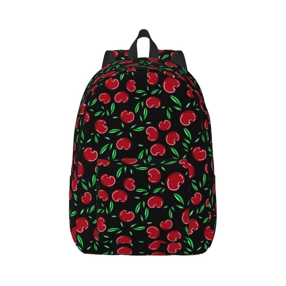 Rateoe Cherry Pattern Canvas College Laptop Backpack,Travel Daypack,Durable Rucksack Travel Notebook Bag School Backpack Book Bag for Men Women-Small