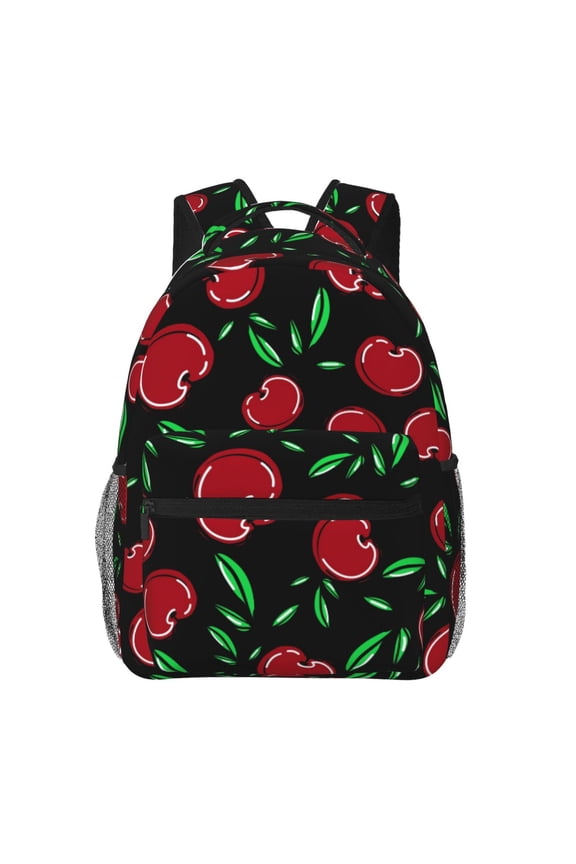 Cherry Pattern Casual Backpack for School, Work, Travel Adjustable Straps, Multiple Compartments Ergonomic Design, Fits Laptops and Tablets