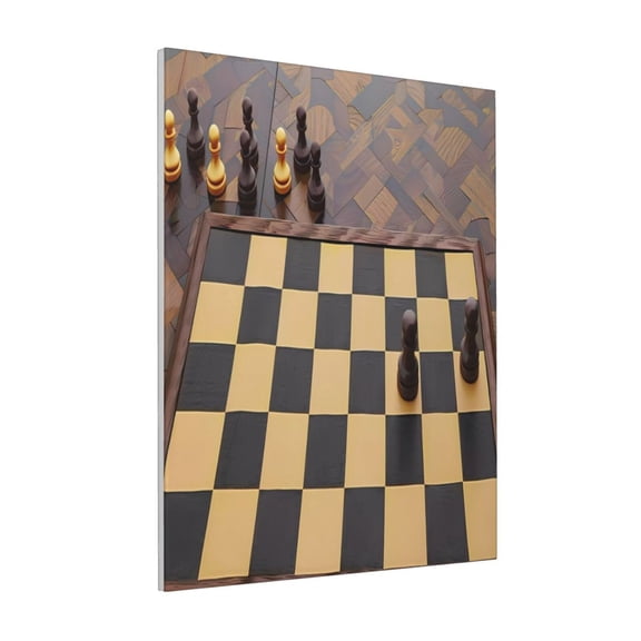 Rateoe Chess Board With Pawns Pattern Decorative Picture – Unique Modern Wall Art, Ready-to-Hang Canvas Print for Home (Vertical)
