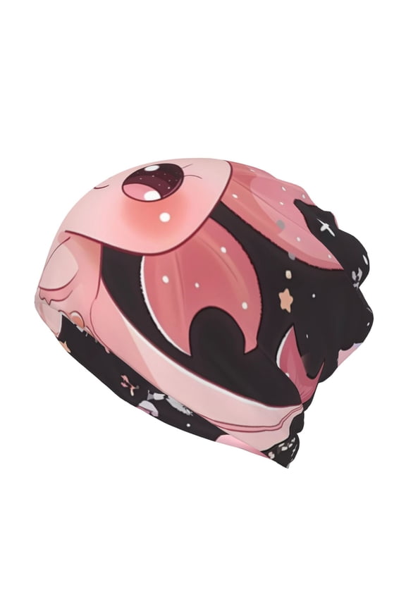 Chibi Axolotl Sakura Fantasy Cotton Slouchy Beanie Hat for Men/Women,Lightweight Oversize Large Thin Skull Cap Night Sleeping Cap
