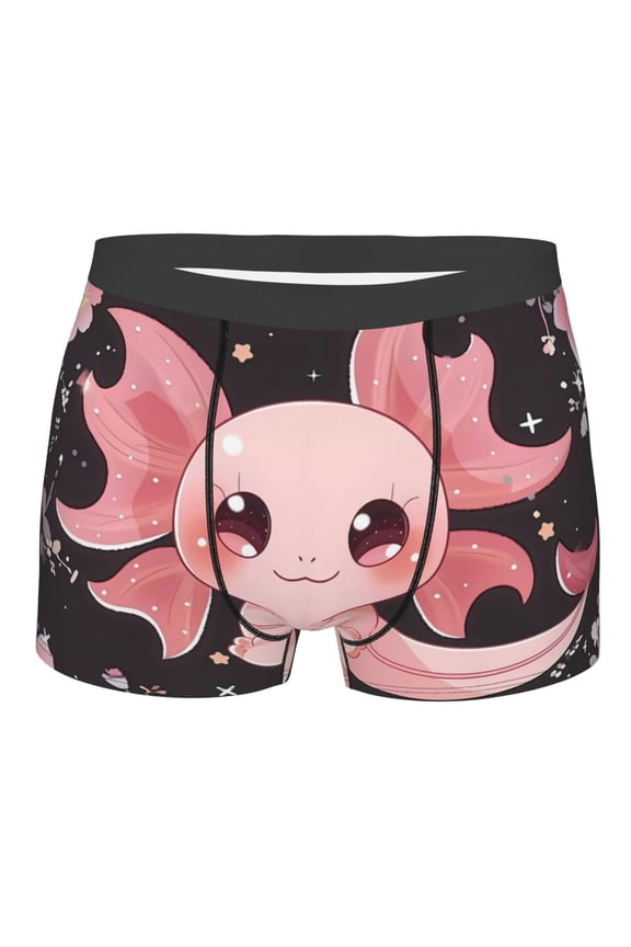 Chibi Axolotl Sakura Fantasy Mens Boxer Briefs Poly Spandex Performance Boxer Briefs Underwear Hem Boxer Briefs - Large