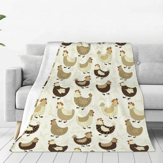 Rateoe Chicken Cartoon Print Fuzzy Fleece Throw Blanket Extra Large,Super Soft,Fluffy and Warm Blankets for Couch,Bed,All Season Use (50"x40")