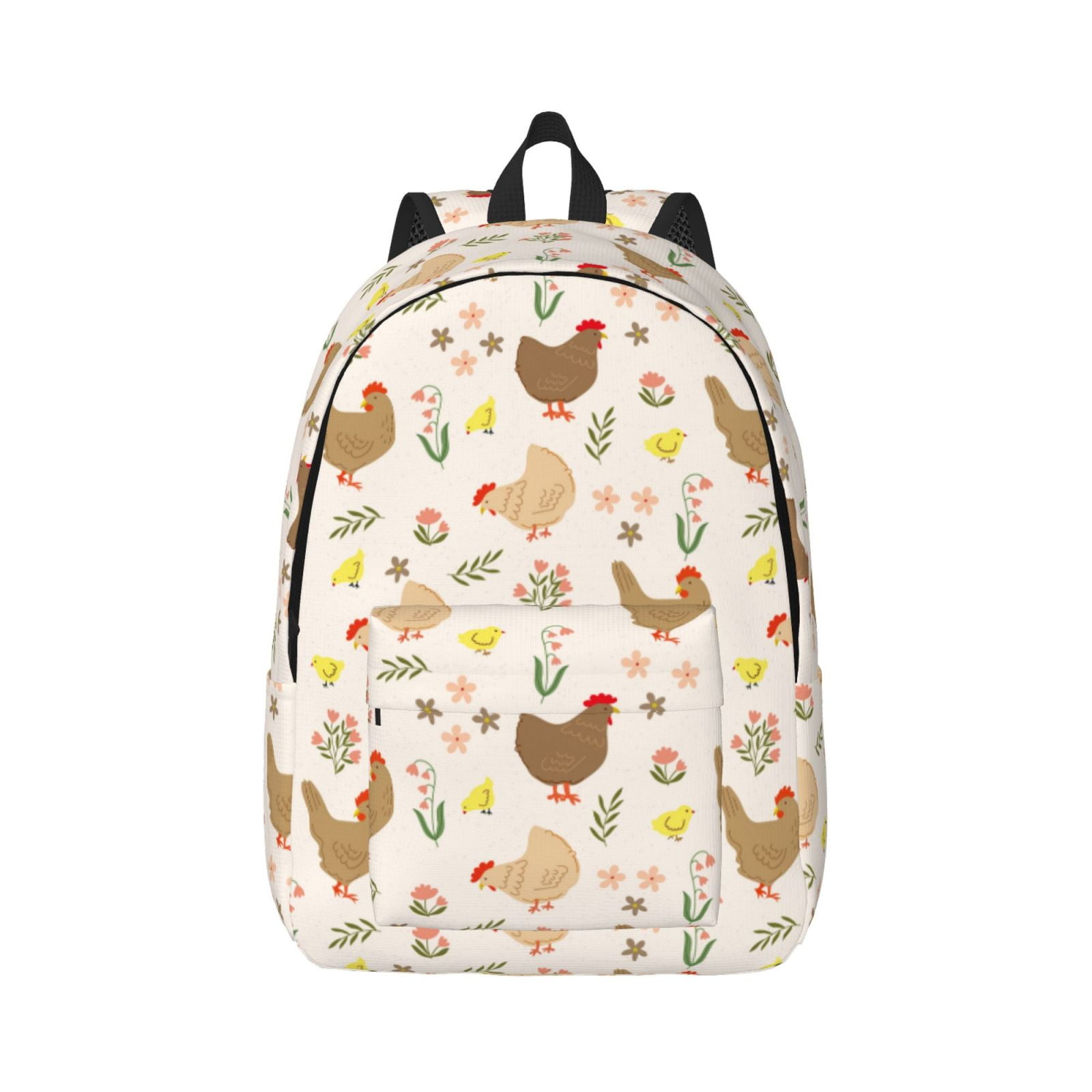 Rateoe Chicken Family Pattern Canvas College Laptop Backpack,Travel Daypack,Durable Rucksack Travel Notebook Bag School Backpack Book Bag for Men Women-Small