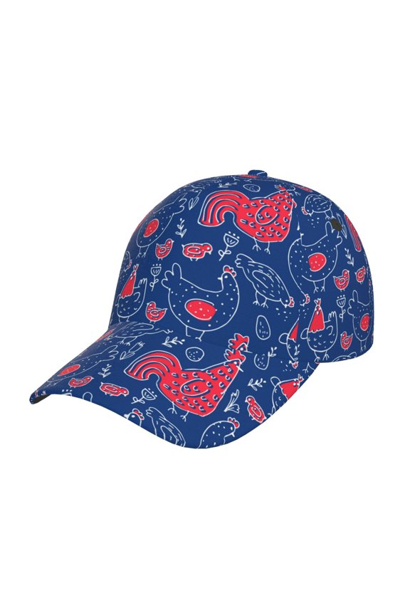 Chicken and Rooster Pattern Baseball Cap Outdoor Cap Mountain Dad Hat - Unstructured Soft Cotton Cap-Adjustable UV Protection Cap
