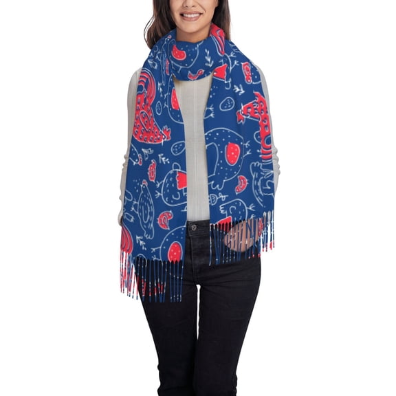 Rateoe Chicken and Rooster Women's Traditional Scarf Wrap Tassel Shawl Fringes Neck Head Shawl Retro Scarf