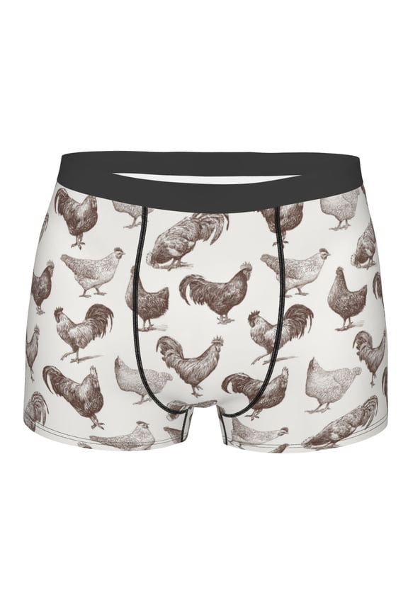 Chickens Mens Boxer Briefs Poly Spandex Performance Boxer Briefs Underwear Hem Boxer Briefs - Small