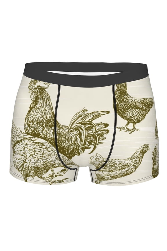 Chickens Mens Boxer Briefs Poly Spandex Performance Boxer Briefs Underwear Hem Boxer Briefs - X-Large