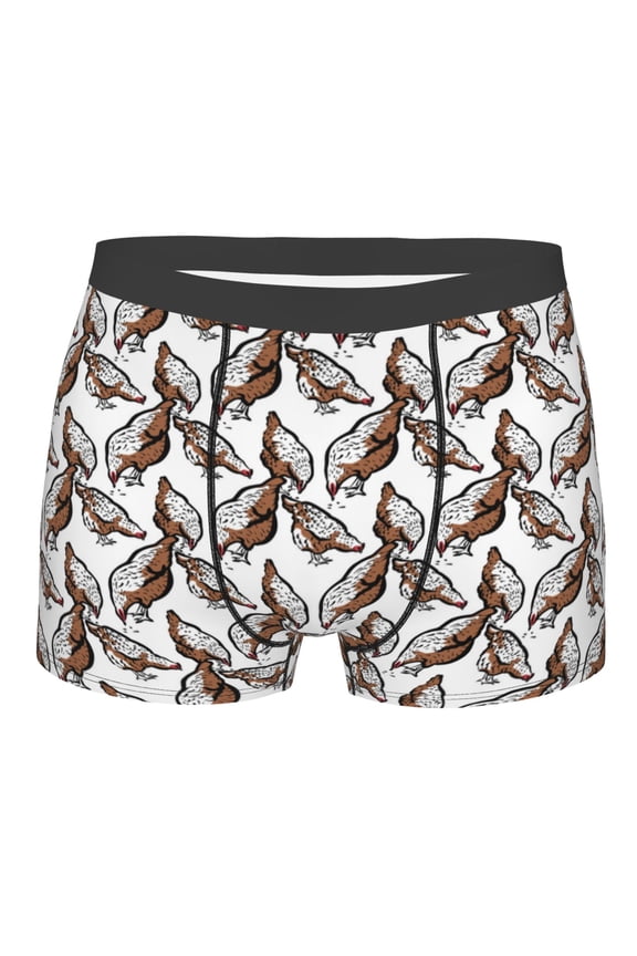 Chickens Peck Grain Mens Boxer Briefs Poly Spandex Performance Boxer Briefs Underwear Hem Boxer Briefs - Medium