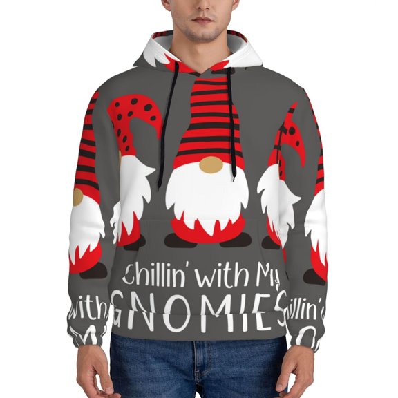 Rateoe Chillin with My Gonme Pattern Mens Hoodie, Pullover Hooded Sweatshirt, Kangaroo Pocket Hoodie Ideal for Daily Wear, Travel and Home-Medium