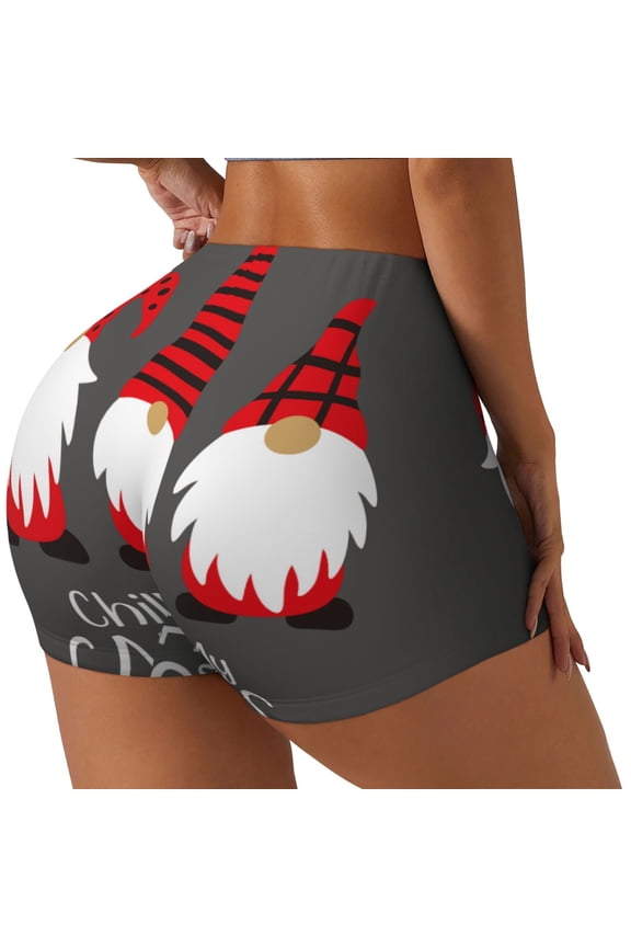 Chillin with My Gonme Printed Power Workout Shorts for Women Tummy Control Squat Proof Ribbed Thick Seamless Scrunch Active Short-Large