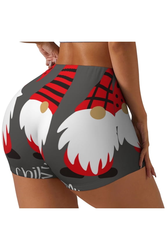 Chillin with My Gonme Printed Power Workout Shorts for Women Tummy Control Squat Proof Ribbed Thick Seamless Scrunch Active Short-Medium