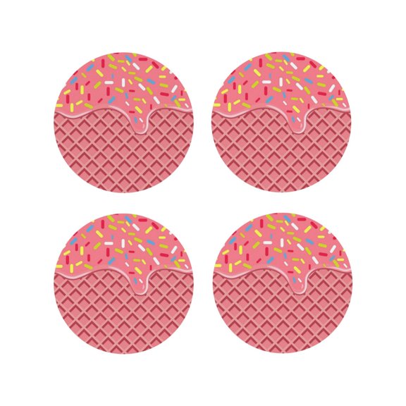 Rateoe Chocolate with Flowing Cream Drawing Drink Coasters Set of 4 Leather Coasters Spill Protection for Table Desk,Durable and Non Slip Leather Coaster ,4 Inches Drink Mats-Round Shape