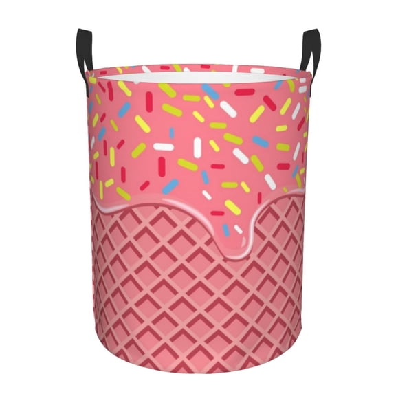 Rateoe Chocolate with Flowing Cream Pattern Round Laundry Hamper Basket, Tall Hamper Basket for Blanket Storage, Nursery Clothes Hamper for Laundry in Bedroom and College Dorm-Small