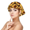 thumbnail image 1 of Rateoe Chocolate Plaid Sunflower Pattern Silk Satin Hair Bonnet for Sleeping, Adjustable Sleep Cap Turban for Women , Curly Straight Hair Long Large Braid, 1 of 6