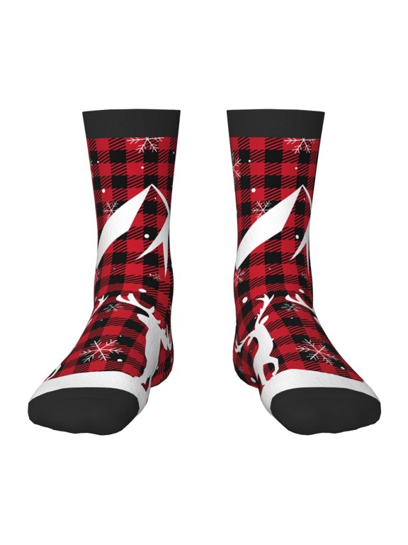 Christmas Buffalo Plaid Pattern Children's Socks, Socks Gifts ,kids Crew Soft Cotton Socks , Moisture-Wicking, Durable, Ideal for Daily Wear & Sports