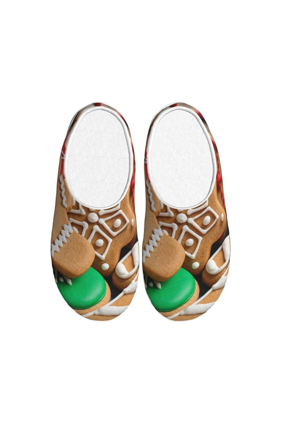 Christmas Cookies Print Women's Men's Cotton Knit Slippers Lightweight Memory Foam Indoor House Shoes with Anti-Skid Sole-35/36