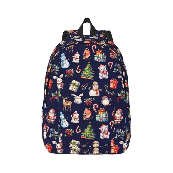Rateoe Christmas Critters Delight Pattern Canvas College Laptop Backpack,Travel Daypack,Durable Rucksack Travel Notebook Bag School Backpack Book Bag for Men Women-Medium