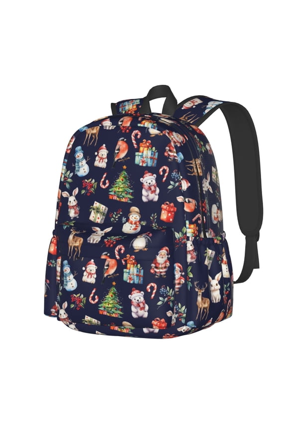 Christmas Critters Delight Pattern Student Backpack,Backpack for School,Lightweight Bag,Travel Backpack,Outdoor Backpack,Large Capacity Backpack