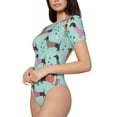 thumbnail image 1 of Rateoe Christmas Dachshund Printed Women Rash Guard Short Sleeve,Tummy control Swimsuit Surfing Swimsuit Bathing Suit Short-sleeved Onesie UPF 50+, 1 of 1