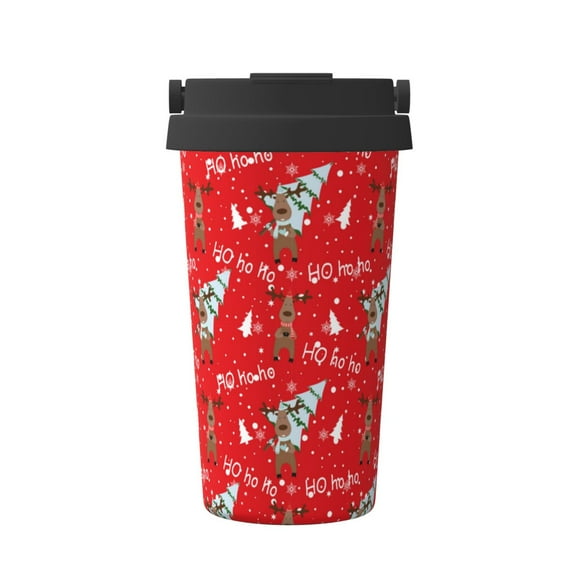 Rateoe Christmas Deer 1 Pattern Travel Coffee Mug Tumbler with Flip Lid | Reusable Insulated Stainless Steel Cold Brew Iced Coffee Cup Thermos
