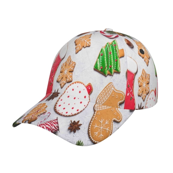 Rateoe Christmas Gingerbread Cookies Pattern Baseball Cap Outdoor Cap Mountain Dad Hat - Unstructured Soft Cotton Cap-Adjustable UV Protection Cap