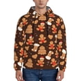 thumbnail image 1 of Rateoe Christmas Gingerbread Cookies Pattern Mens Hoodie, Pullover Hooded Sweatshirt, Kangaroo Pocket Hoodie Ideal for Daily Wear, Travel and Home-Medium, 1 of 7