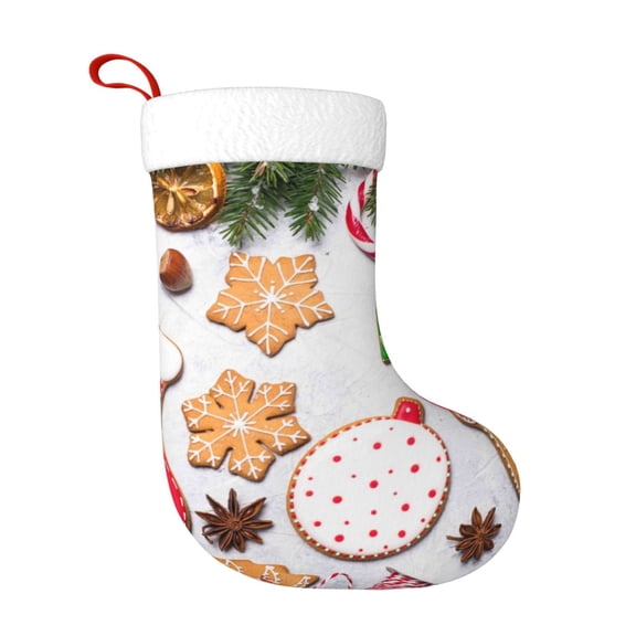 Rateoe Christmas Gingerbread Cookies Print Christmas Stockings,18 Inch Large Christmas Stockings Decoration Ornaments for Holiday Home Fireplace Indoors
