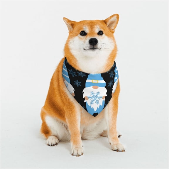 Rateoe Christmas Gnome Snowflake Print Pet Scarf for Dogs and Cats – Stylish Reflective Design, Breathable & Durable Pet Bandana with Quick-Release Buckle-Medium